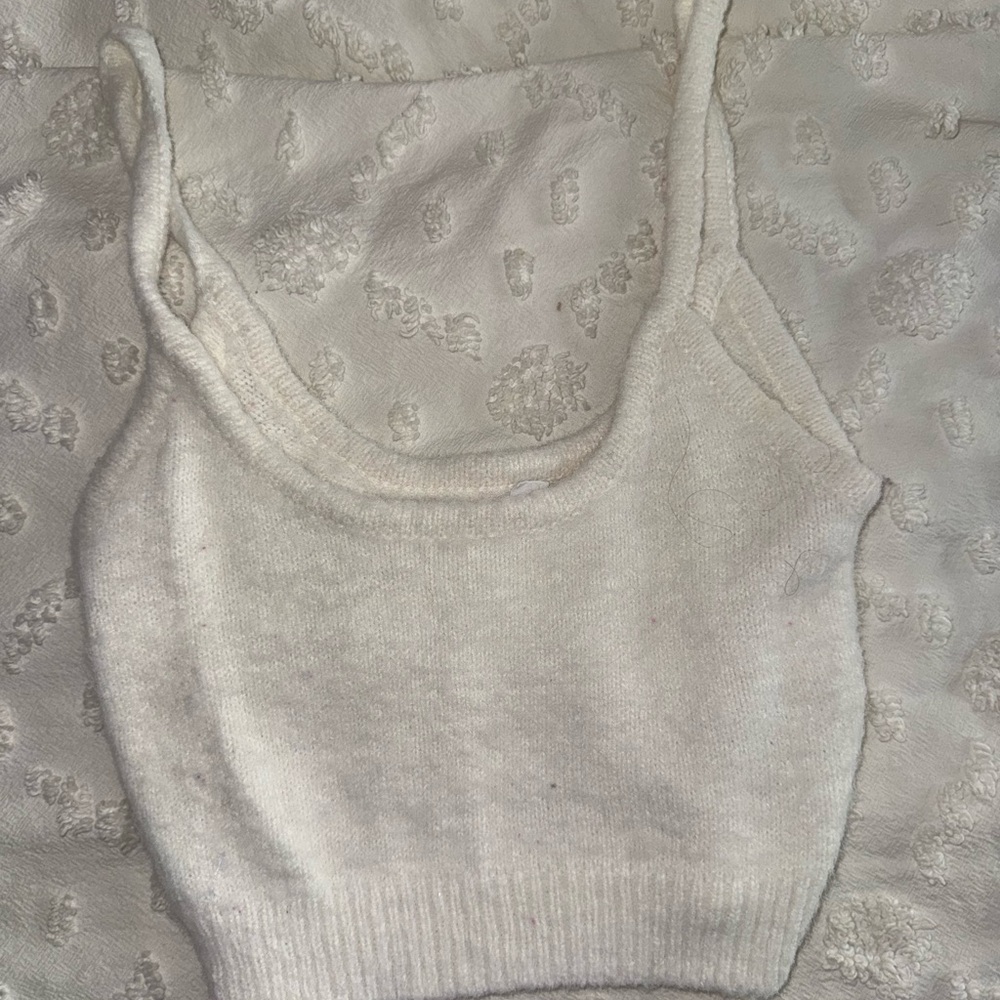 Garage Cream Ribbed Crop Tank Top